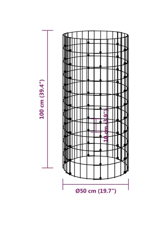 Kruhový gabionový sloupek pozinkovaná ocel Ø 50 x 100 cm