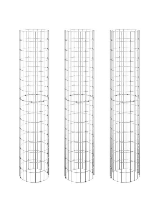 Kruhové gabionové záhony 3 ks pozinkovaná ocel Ø 30 x 150 cm