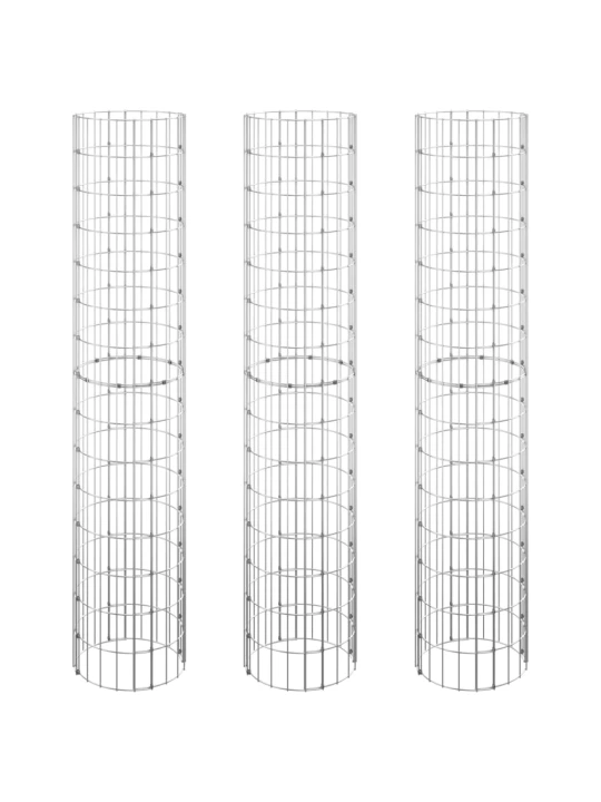 Kruhové gabionové záhony 3 ks pozinkovaná ocel Ø 30 x 150 cm