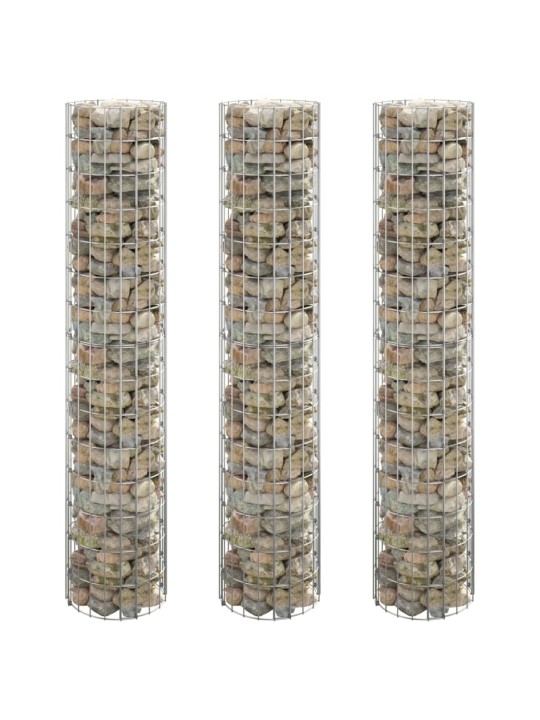 Kruhové gabionové záhony 3 ks pozinkovaná ocel Ø 30 x 150 cm