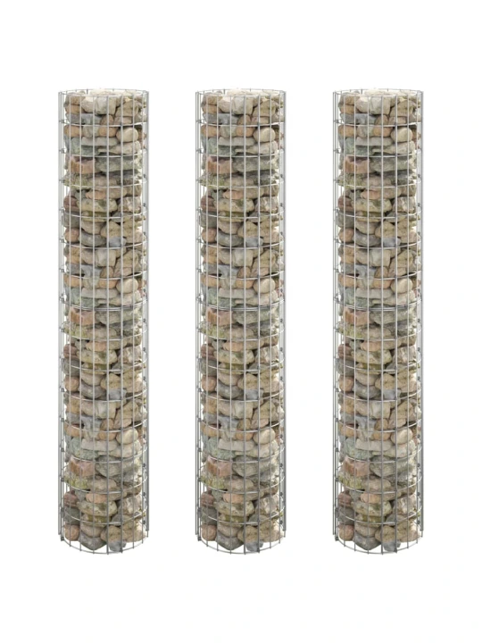 Kruhové gabionové záhony 3 ks pozinkovaná ocel Ø 30 x 150 cm