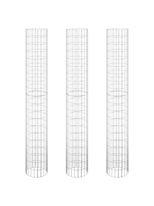 Kruhové gabionové záhony 3 ks pozinkovaná ocel Ø 30 x 200 cm
