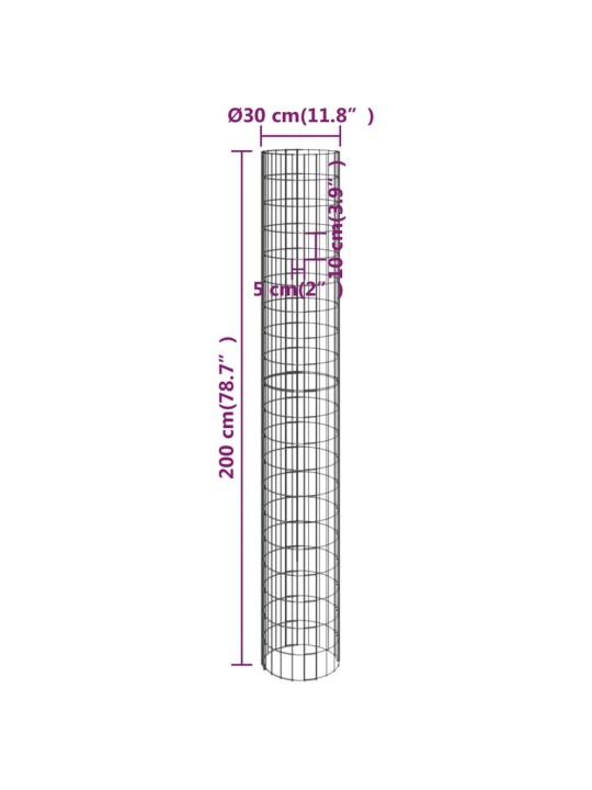 Kruhové gabionové záhony 3 ks pozinkovaná ocel Ø 30 x 200 cm