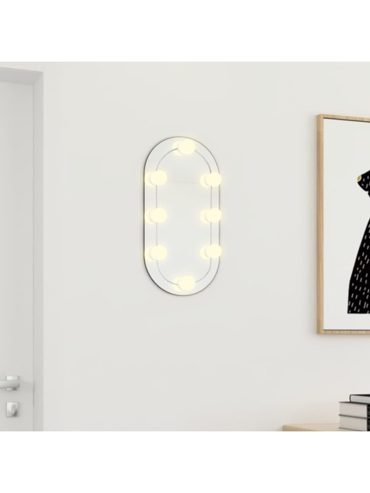 Zrcadlo s LED světly 40 x 20 cm sklo oválné