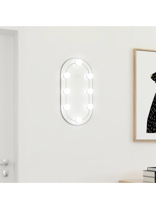 Zrcadlo s LED světly 40 x 20 cm sklo oválné