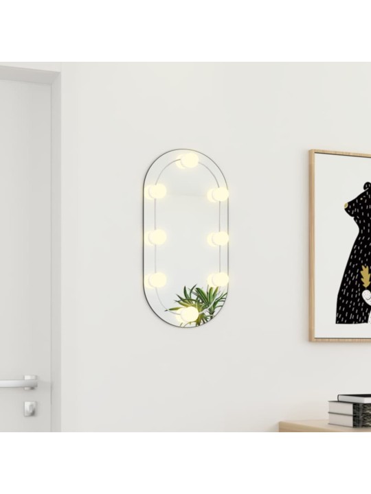 Zrcadlo s LED světly 60 x 30 cm sklo oválné
