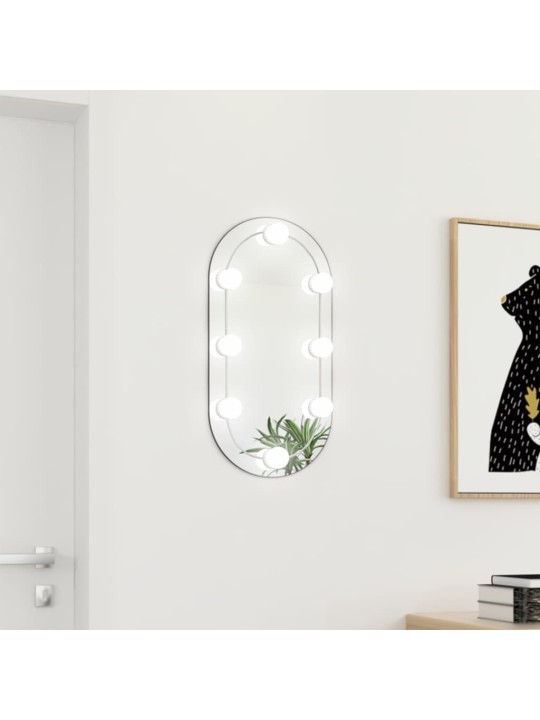 Zrcadlo s LED světly 60 x 30 cm sklo oválné