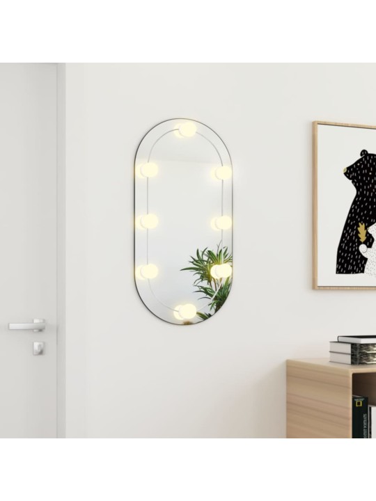 Zrcadlo s LED světly 80 x 40 cm sklo oválné