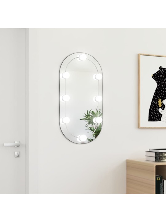 Zrcadlo s LED světly 80 x 40 cm sklo oválné