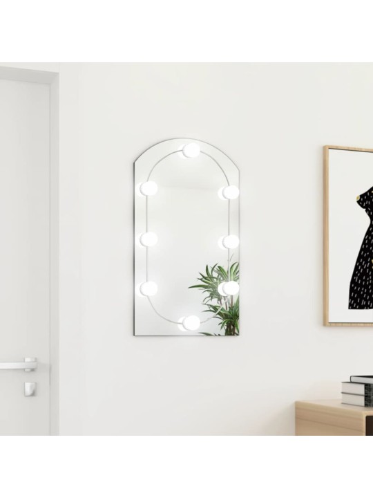 Zrcadlo s LED světly 70 x 40 cm sklo obloukové