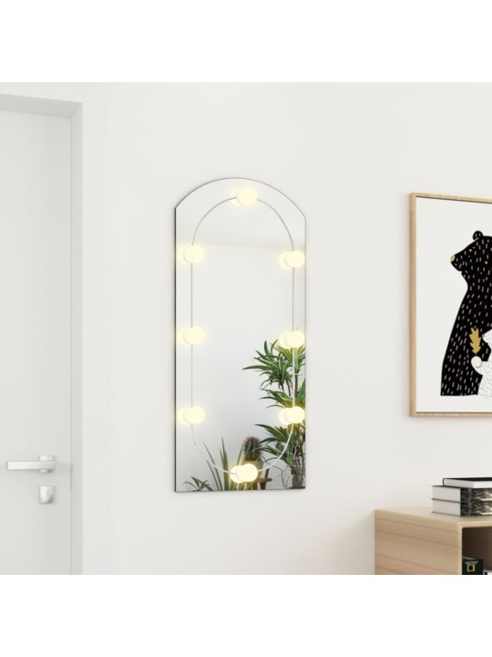 Zrcadlo s LED světly 90 x 45 cm sklo obloukové