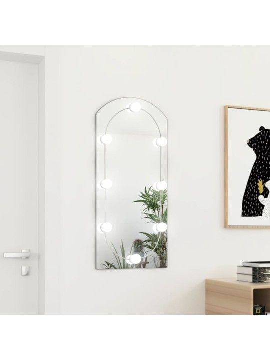 Zrcadlo s LED světly 90 x 45 cm sklo obloukové