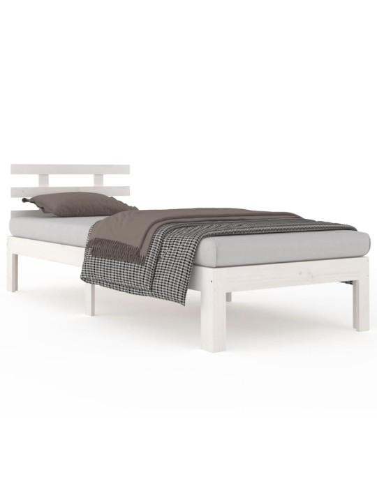 Rám postele bílý masivní dřevo 75 x 190 cm malé jednolůžko