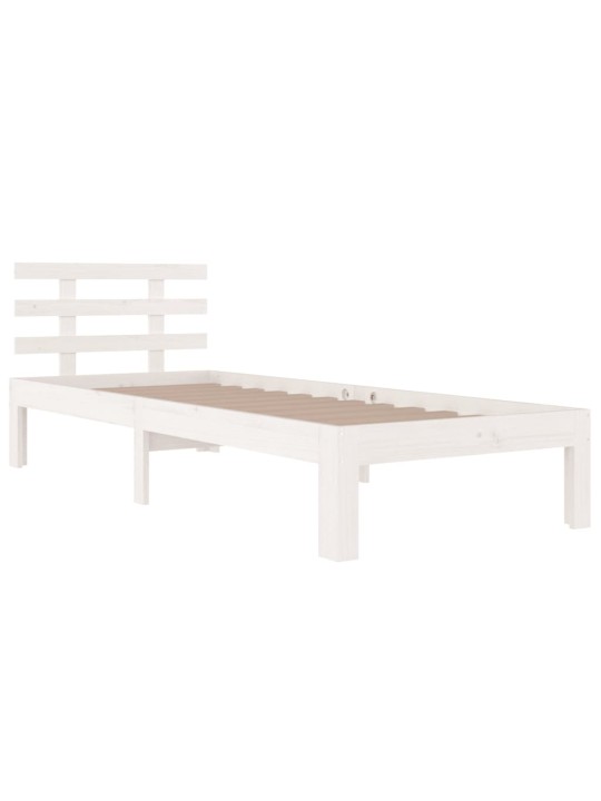 Rám postele bílý masivní dřevo 75 x 190 cm malé jednolůžko