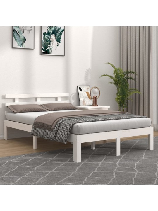 Rám postele bílý masivní dřevo 135 x 190 cm dvojlůžko