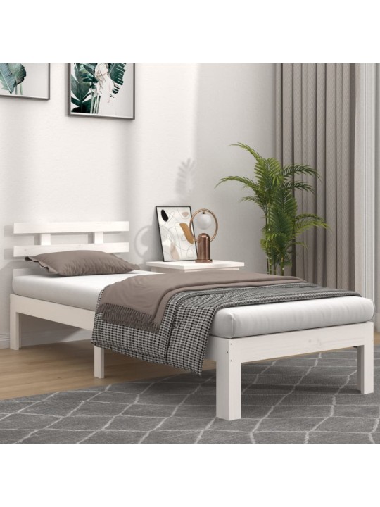 Rám postele bílý masivní dřevo 100 x 200 cm