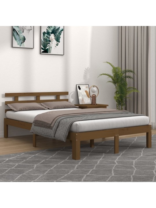 Rám postele medově hnědý masivní dřevo 150 x 200 cm King Size