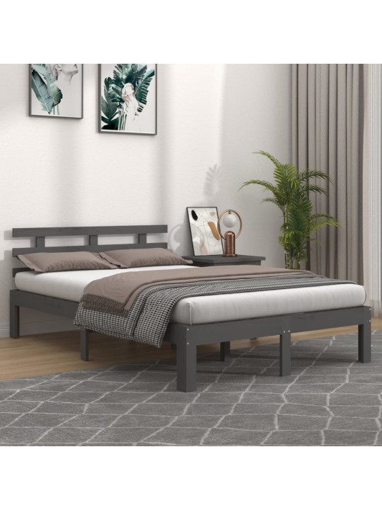 Rám postele šedý masivní dřevo 200 x 200 cm
