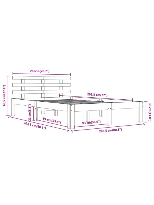 Rám postele medově hnědý masivní dřevo 200 x 200 cm