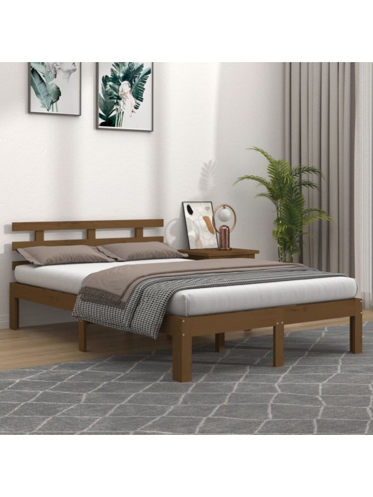 Rám postele medově hnědý masivní dřevo 200 x 200 cm