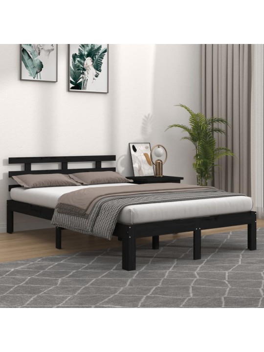 Rám postele černý masivní dřevo 200 x 200 cm