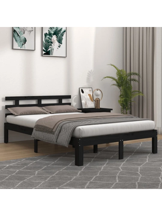 Rám postele černý masivní dřevo 200 x 200 cm