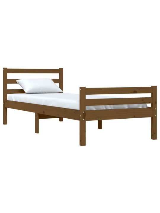 Rám postele medově hnědý masivní dřevo 75x190cm malé jednolůžko