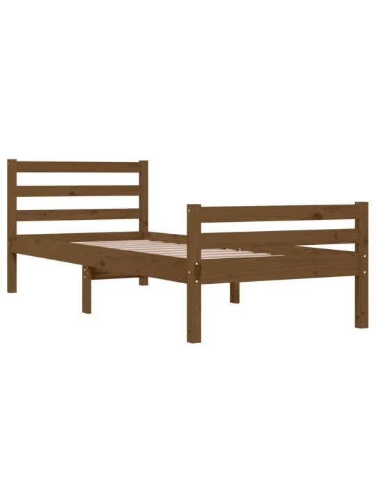 Rám postele medově hnědý masivní dřevo 75x190cm malé jednolůžko