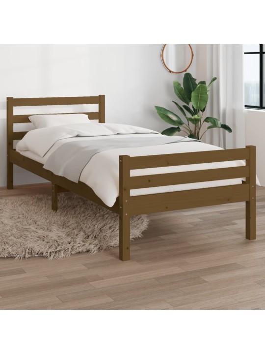 Rám postele medově hnědý masivní dřevo 75x190cm malé jednolůžko