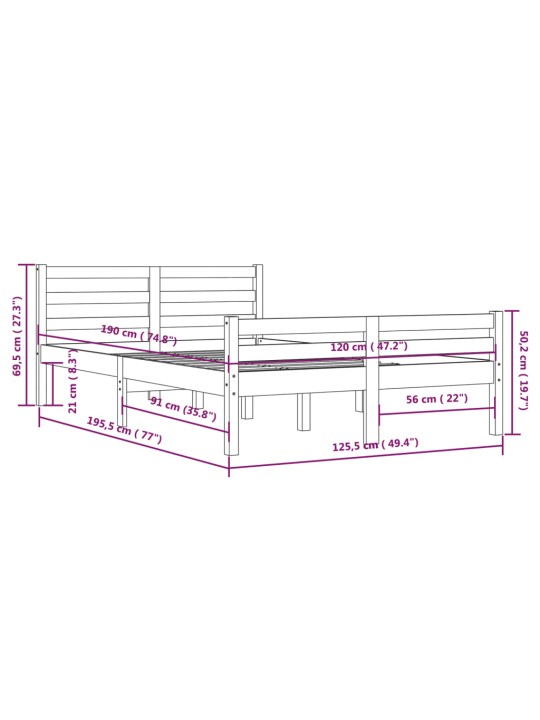Rám postele medově hnědý masivní dřevo 120x190 cm malé 2lůžko