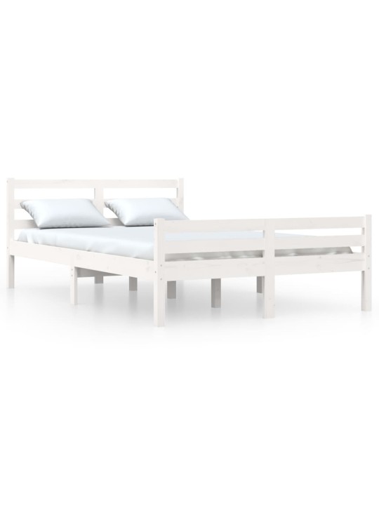 Rám postele bílý masivní dřevo 135 x 190 cm dvojlůžko