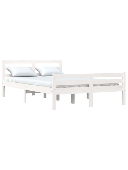 Rám postele bílý masivní dřevo 135 x 190 cm dvojlůžko