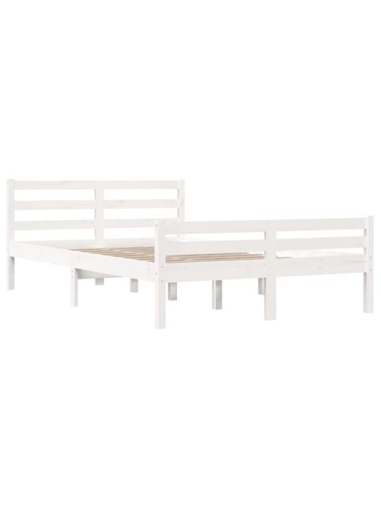 Rám postele bílý masivní dřevo 135 x 190 cm dvojlůžko