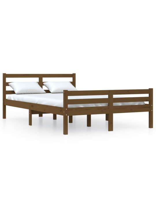 Rám postele medově hnědý masivní dřevo 135 x 190 cm dvojlůžko