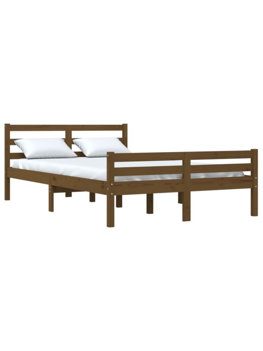 Rám postele medově hnědý masivní dřevo 135 x 190 cm dvojlůžko