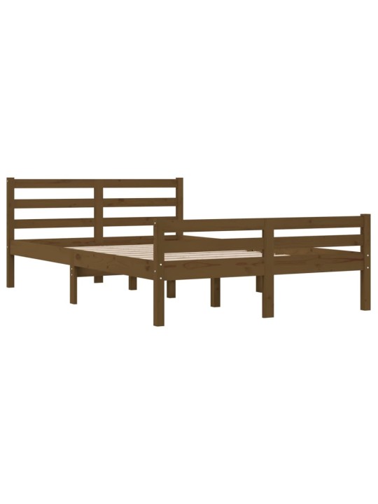 Rám postele medově hnědý masivní dřevo 135 x 190 cm dvojlůžko