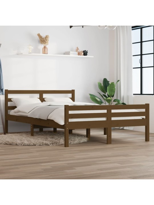 Rám postele medově hnědý masivní dřevo 135 x 190 cm dvojlůžko