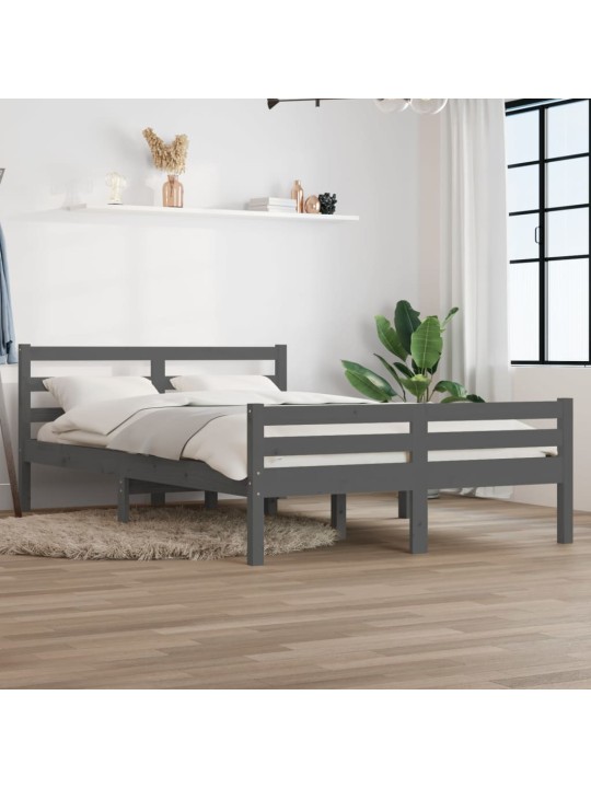 Rám postele šedý masivní dřevo 140 x 190 cm
