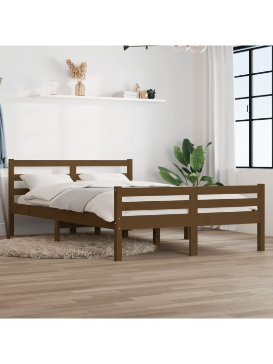 Rám postele medově hnědý masivní dřevo 140 x 190 cm