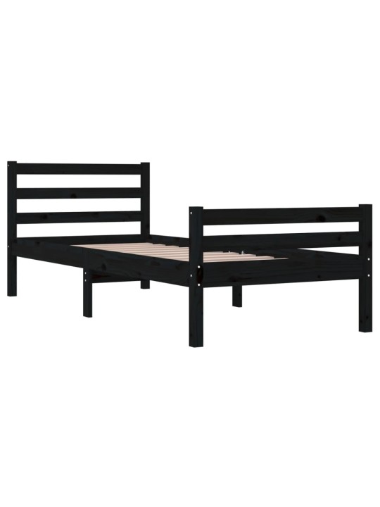 Rám postele černý masivní dřevo 90 x 200 cm