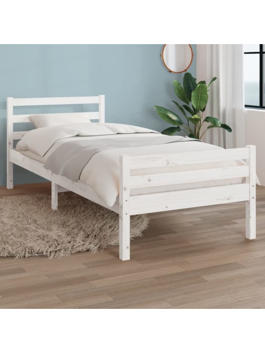Rám postele bílý masivní dřevo 100 x 200 cm