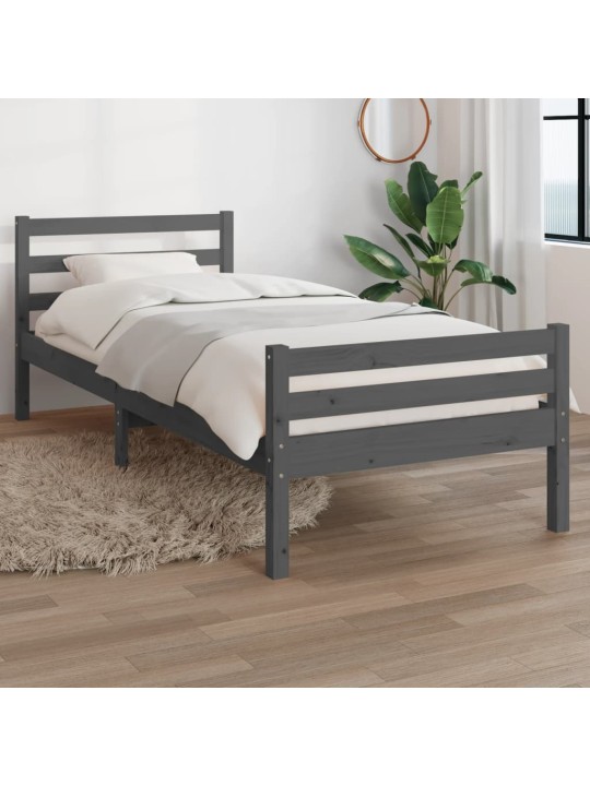 Rám postele šedý masivní dřevo 100 x 200 cm