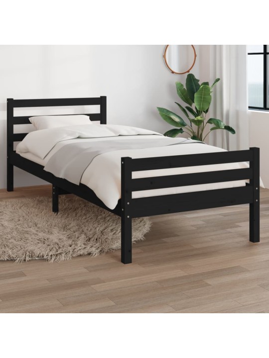 Rám postele černý masivní dřevo 100 x 200 cm