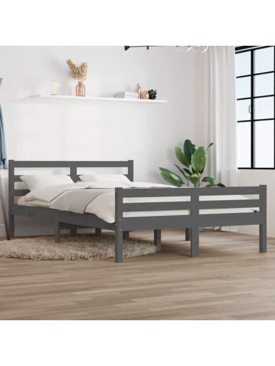 Rám postele šedý masivní dřevo 120 x 200 cm