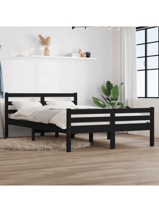 Rám postele černý masivní dřevo 120 x 200 cm