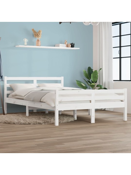 Rám postele bílý masivní dřevo 150 x 200 cm King Size