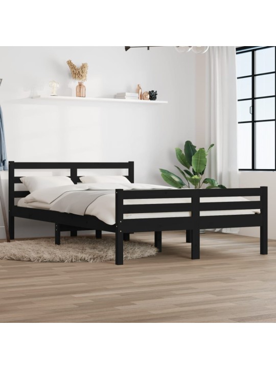 Rám postele černý masivní dřevo 150 x 200 cm King Size