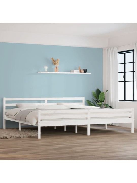 Rám postele bílý masivní dřevo 200 x 200 cm