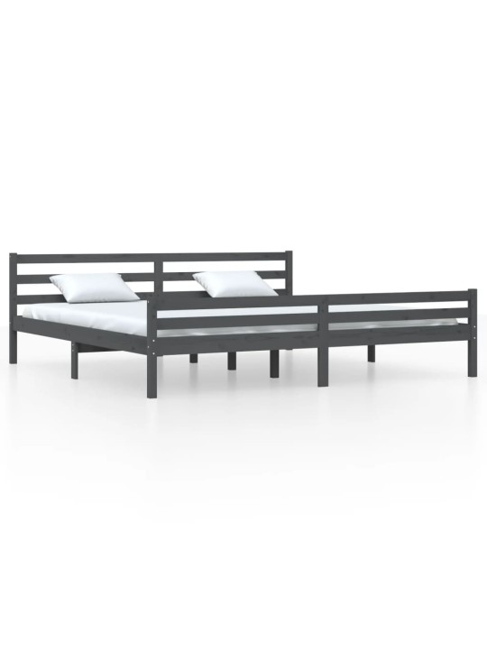 Rám postele šedý masivní dřevo 200 x 200 cm
