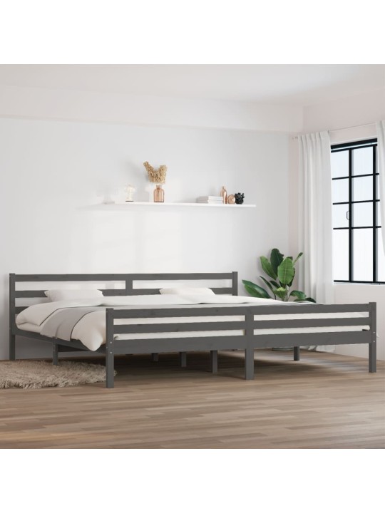 Rám postele šedý masivní dřevo 200 x 200 cm